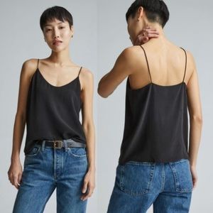 Everlane Solid Black The Clean Silk Cami Size 6